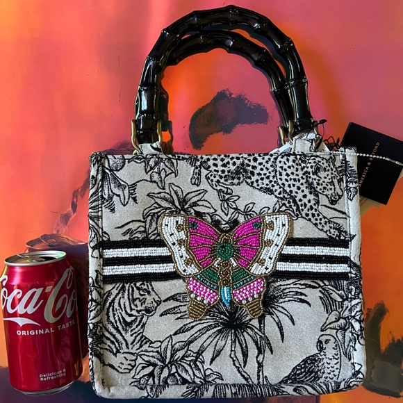 🦋NWT Forbidden Beaded Butterfly Crossbody with Bamboo Handle bag - Picture 10 of 13